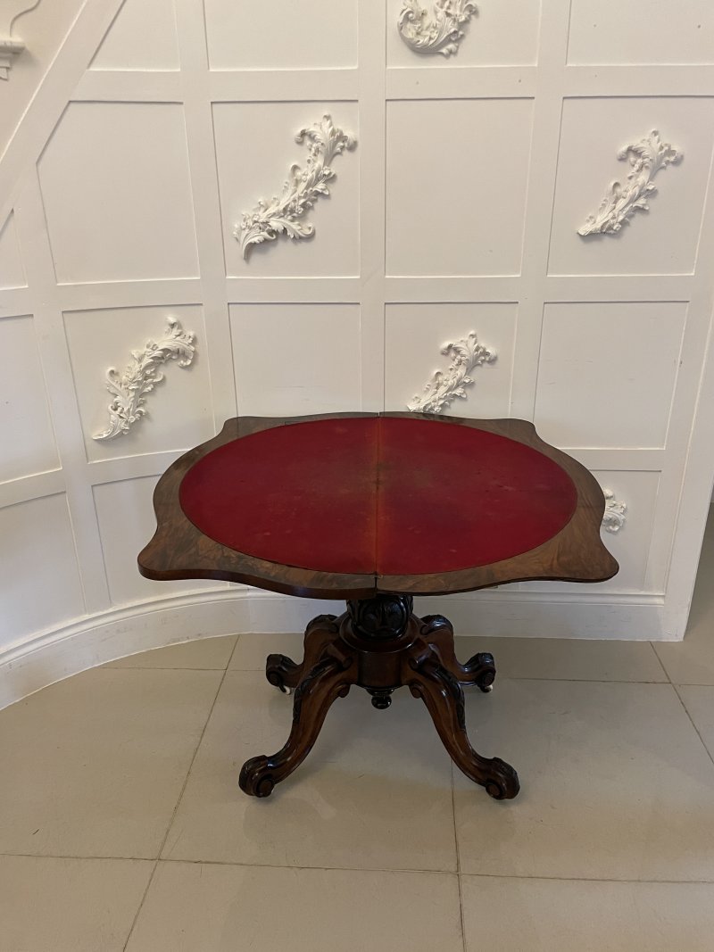 Exceptional Quality Antique Victorian Burr Walnut Inlaid Floral Marquetry Card/Console Table - Image 11